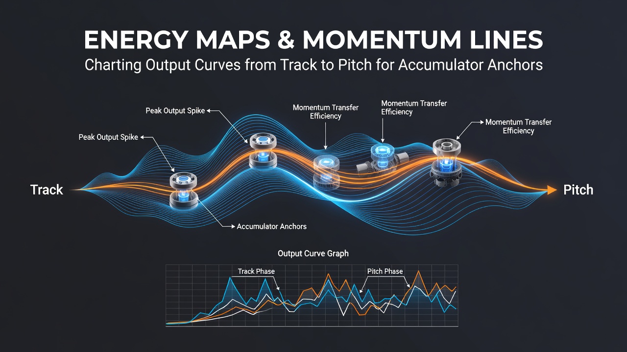 Momentum line graphs comparing track performance curves to soccer pitch output trajectories