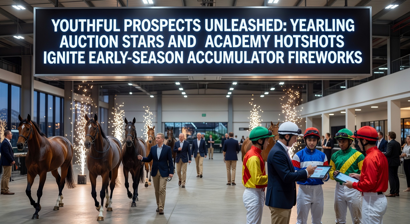 A young colt from a recent yearling auction charging down the straight, mirroring the energy of academy soccer prospects bursting onto the pitch in early-season action
